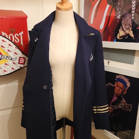 Forever 21 Premium Label Dark Blue Military-Inspired Coat - Picture 8 of 10